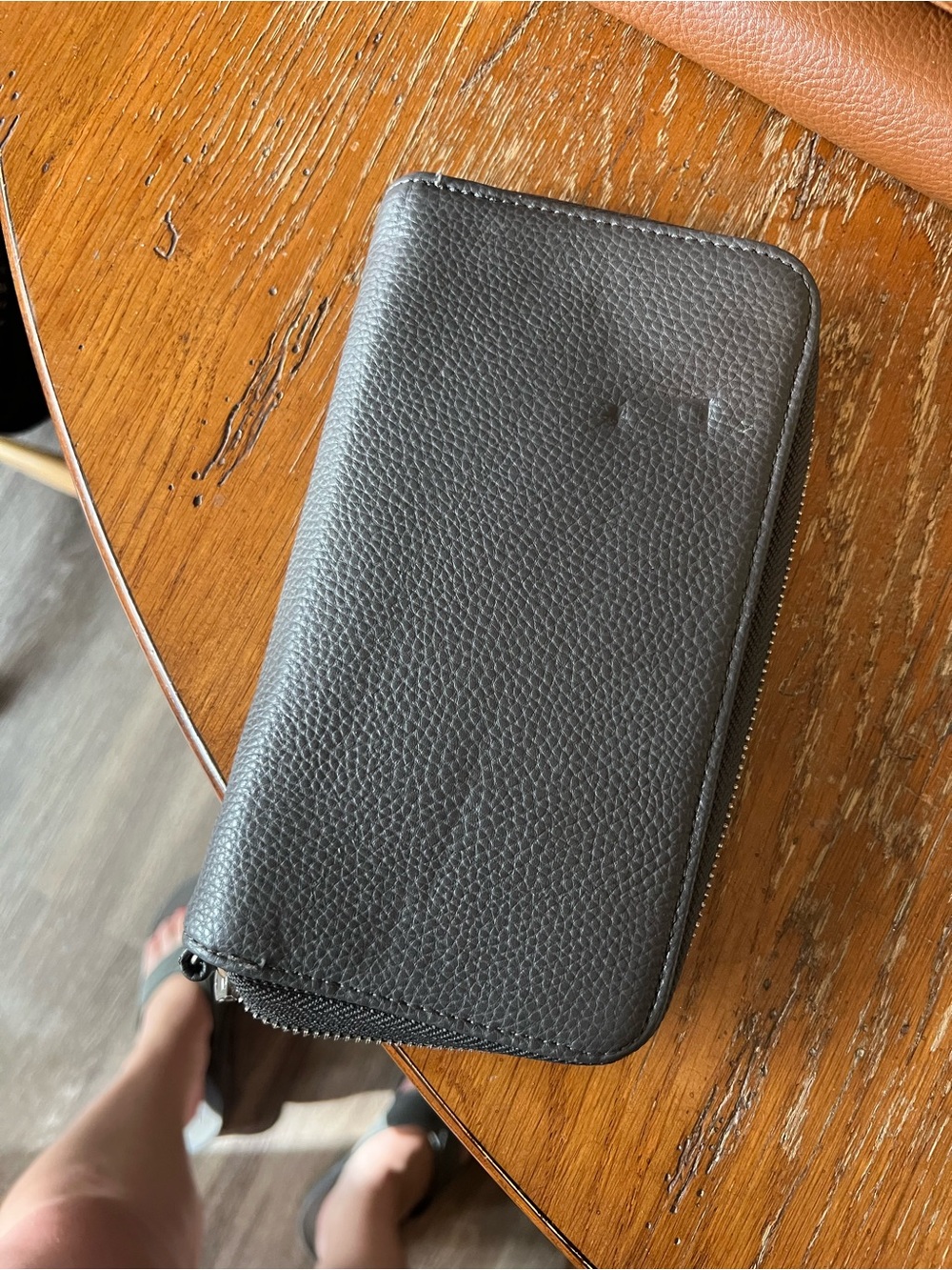Charcoal Leather Zip Wallet